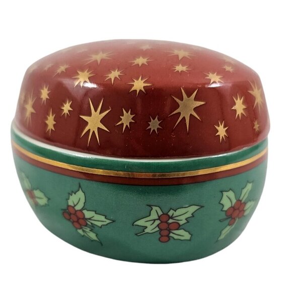 Mikasa Fine Porcelain Holiday Elegance Oval Covered Holiday Trinket Box NWT - Picture 3 of 17